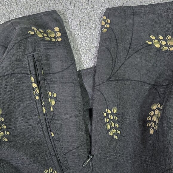 Tommy Bahama 100% Silk Gray Yellow Floral Wide Leg High Rise Crop Pant Boho - Picture 7 of 11
